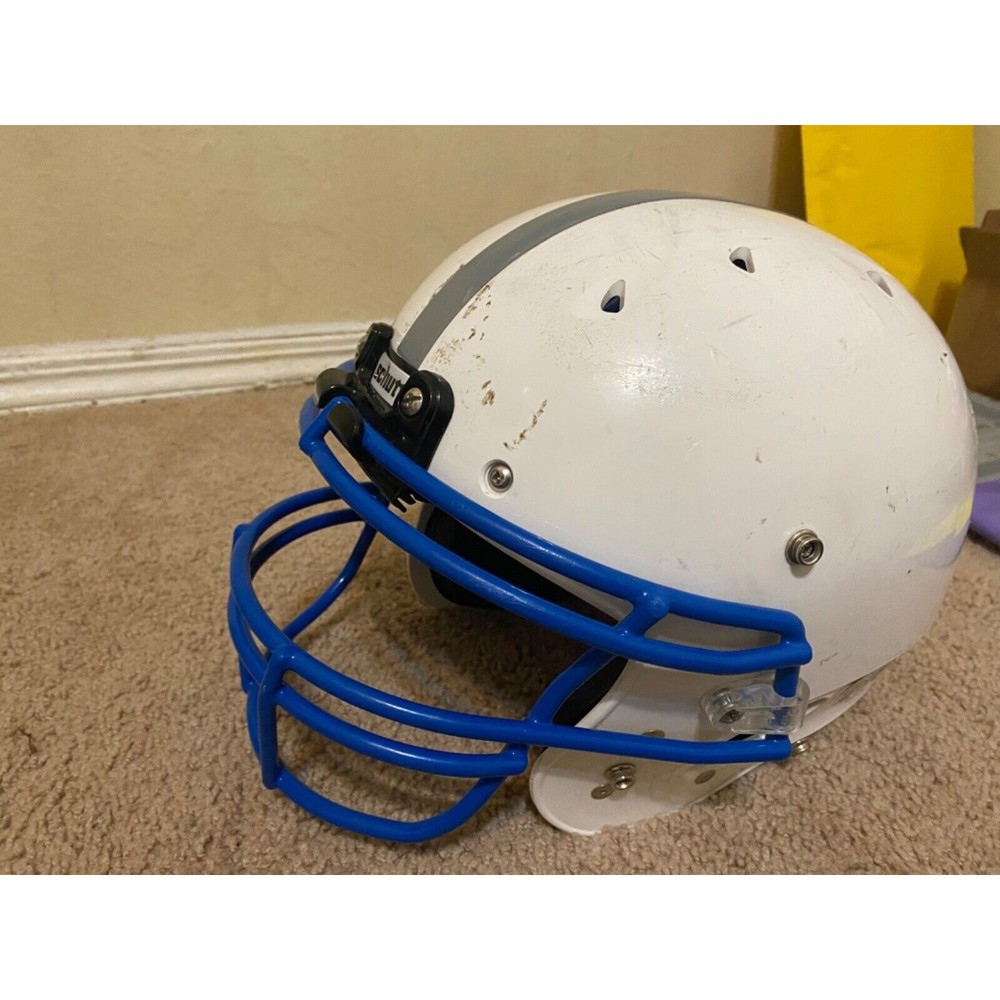 SCHUTT RECRUIT HYBRID YOUTH FOOTBALL HELMET W/ FACEMASK MEDIUM, WHITE Chinstrap